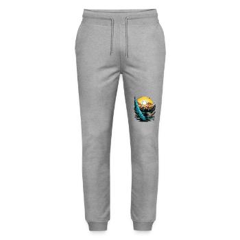 Eine schreibende Feder und die Natur - Stanley/Stella Unisex Bio Jogginghose Mover  - Grau meliert - Vorne - Marisol (170cm) & Nik (191cm)
