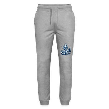 White and blue cow with mountain bike - Stanley/Stella Mover Unisex Organic Jogging Trousers - heather grey - Front - Marisol (170cm) & Nik (191cm)