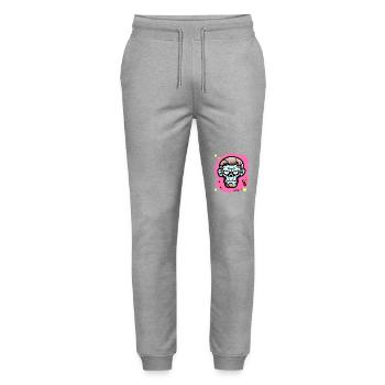 pointlessly crazy, funny cartoon monkey - Stanley/Stella Mover Unisex Organic Jogging Trousers - heather grey - Front - Marisol (170cm) & Nik (191cm)