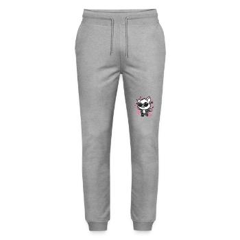 Super coolers Disco-Schwein - Stanley/Stella Unisex Bio Jogginghose Mover  - Grau meliert - Vorne - Marisol (170cm) & Nik (191cm)