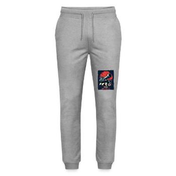 Big bang with lemons, war is crap - Stanley/Stella Mover Unisex Organic Jogging Trousers - heather grey - Front - Marisol (170cm) & Nik (191cm)