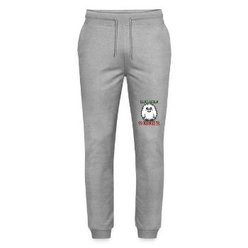 mignon bébé yéti : la vie est folle - Pantalon de jogging bio MOVER Stanley/Stella unisexe - gris chiné - Devant - Marisol (170cm) & Nik (191cm)