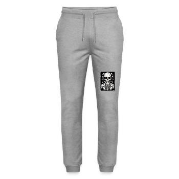 Happy Skeleton Skull Skull - Stanley/Stella Mover Unisex Organic Jogging Trousers - heather grey - Front - Marisol (170cm) & Nik (191cm)