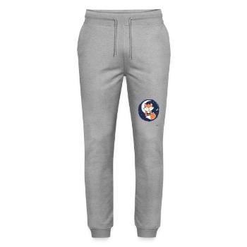 Cute little fox sleeping on the moon - Stanley/Stella Mover Unisex Organic Jogging Trousers - heather grey - Front - Marisol (170cm) & Nik (191cm)