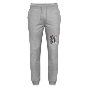 80er-Punk-Hippie-Mädchen als süßes Schweinchen - Stanley/Stella Unisex Bio Jogginghose Mover  - Grau meliert - Vorne - Marisol (170cm) & Nik (191cm)
