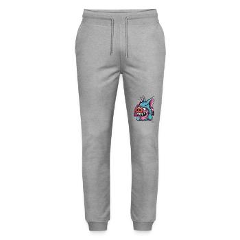 Funny Quasi-Modo: The Cartoon Pig of Notre - Stanley/Stella Mover Unisex Organic Jogging Trousers - heather grey - Front - Marisol (170cm) & Nik (191cm)