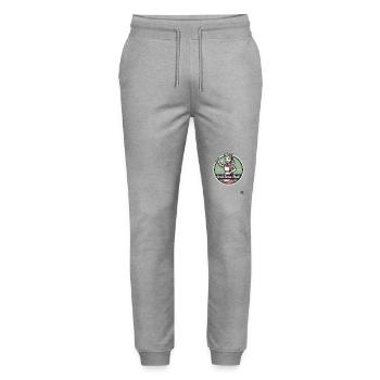 Agreeing wife and mom: Well done, dad - Stanley/Stella Mover Unisex Organic Jogging Trousers - heather grey - Front - Marisol (170cm) & Nik (191cm)