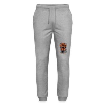 Je rêve, donc je suis, un masque - Pantalon de jogging bio MOVER Stanley/Stella unisexe - gris chiné - Devant - Marisol (170cm) & Nik (191cm)