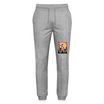 Japan Rote Sonne: Ein Reh Paar - Stanley/Stella Unisex Bio Jogginghose Mover  - Grau meliert - Vorne - Marisol (170cm) & Nik (191cm)