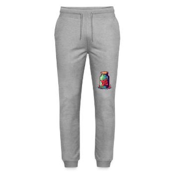 A glass jar with roses - Stanley/Stella Mover Unisex Organic Jogging Trousers - heather grey - Front - Marisol (170cm) & Nik (191cm)