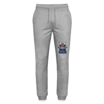 Shogun Samurai Pig - Stanley/Stella Mover Unisex Organic Jogging Trousers - heather grey - Front - Marisol (170cm) & Nik (191cm)