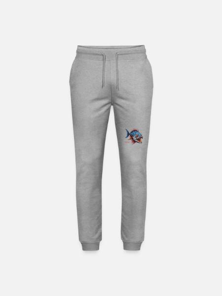 Hunter Predator Fish Cartoon - Stanley/Stella Mover Unisex Organic Jogging Trousers - heather grey
