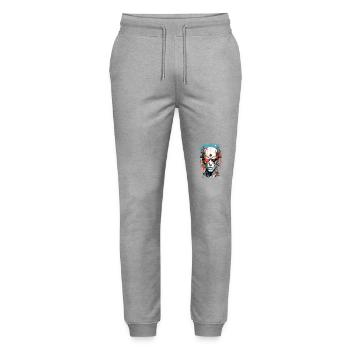 Cybernetic Cyborg Future Sci-Fi Head - Stanley/Stella Mover Unisex Organic Jogging Trousers - heather grey - Front - Marisol (170cm) & Nik (191cm)