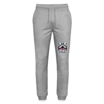 Monstre grande gueule aux yeux fatigués - Pantalon de jogging bio MOVER Stanley/Stella unisexe - gris chiné - Devant - Marisol (170cm) & Nik (191cm)