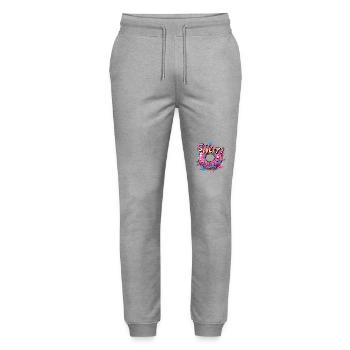 Beignet coloré, délicieux et sucré - Pantalon de jogging bio MOVER Stanley/Stella unisexe - gris chiné - Devant - Marisol (170cm) & Nik (191cm)