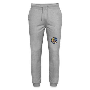 Sleeping moon in starry sky - Stanley/Stella Mover Unisex Organic Jogging Trousers - heather grey - Front - Marisol (170cm) & Nik (191cm)