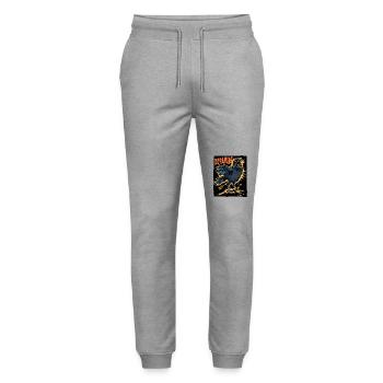 Die lustige verrückte Dopamin Krähe - Stanley/Stella Unisex Bio Jogginghose Mover  - Grau meliert - Vorne - Marisol (170cm) & Nik (191cm)