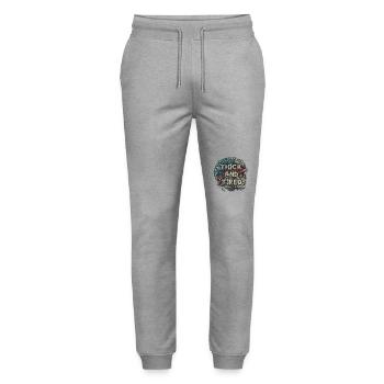 Heavy brain skull, fat and tired - Stanley/Stella Mover Unisex Organic Jogging Trousers - heather grey - Front - Marisol (170cm) & Nik (191cm)
