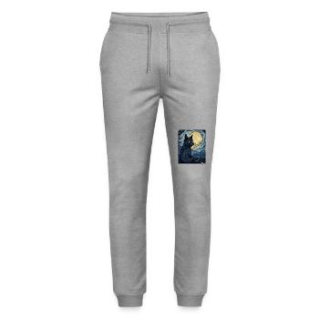 Sternennacht und Schwarze Katze - Stanley/Stella Unisex Bio Jogginghose Mover  - Grau meliert - Vorne - Marisol (170cm) & Nik (191cm)