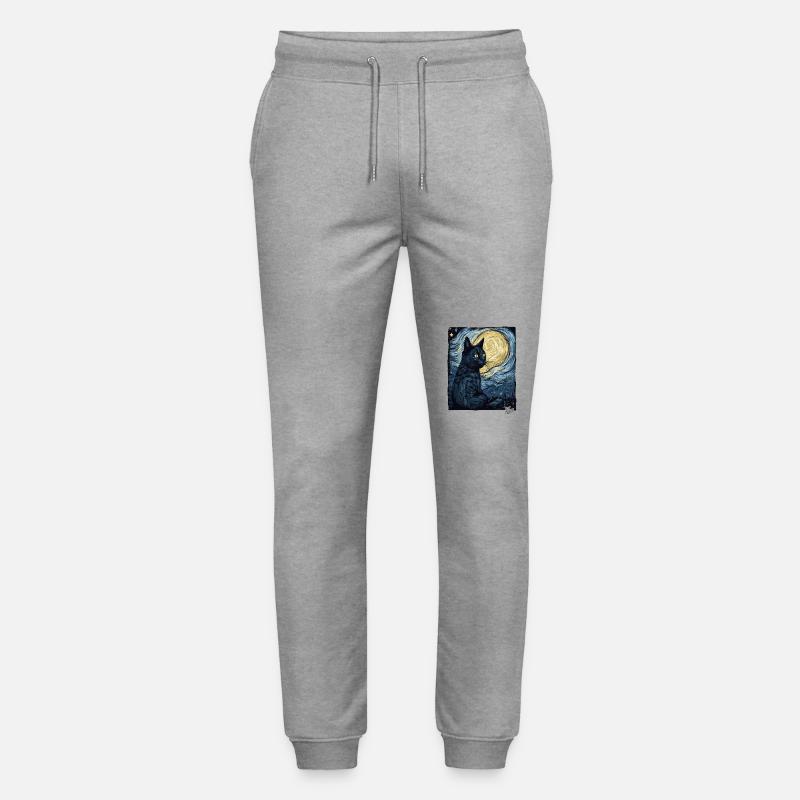 Nuit étoilée et chat noir - Pantalon de jogging bio MOVER Stanley/Stella unisexe - gris chiné