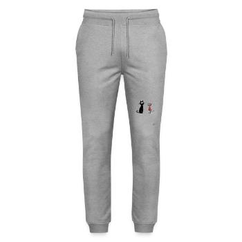 Ein wilder Kater und ein zivilisierter Kater - Stanley/Stella Unisex Bio Jogginghose Mover  - Grau meliert - Vorne - Marisol (170cm) & Nik (191cm)