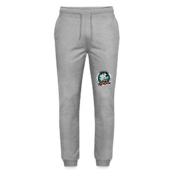 Psycho Pete: Crazy Fun - Stanley/Stella Mover Unisex Organic Jogging Trousers - heather grey - Front - Marisol (170cm) & Nik (191cm)