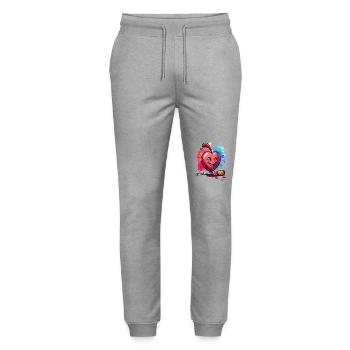 A brush, a smile and a heart for art - Stanley/Stella Mover Unisex Organic Jogging Trousers - heather grey - Front - Marisol (170cm) & Nik (191cm)