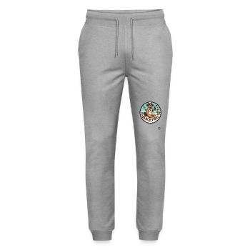 Biber-Dame bringt Retro Urlaub Strand-Vibes - Stanley/Stella Unisex Bio Jogginghose Mover  - Grau meliert - Vorne - Marisol (170cm) & Nik (191cm)
