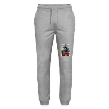 Retro cartoon with vintage car: The driver - Stanley/Stella Mover Unisex Organic Jogging Trousers - heather grey - Front - Marisol (170cm) & Nik (191cm)
