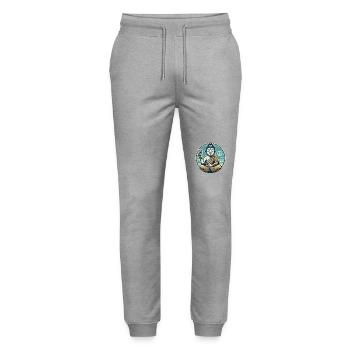 Peace Sign for Peace Buddha - Stanley/Stella Mover Unisex Organic Jogging Trousers - heather grey - Front - Marisol (170cm) & Nik (191cm)