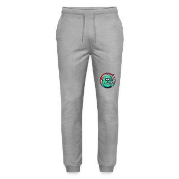 Cooler grüner Monster-Typ - Stanley/Stella Unisex Bio Jogginghose Mover  - Grau meliert - Vorne - Marisol (170cm) & Nik (191cm)