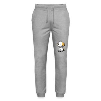chiot de dessin animé mignon et joyeux - Pantalon de jogging bio MOVER Stanley/Stella unisexe - gris chiné - Devant - Marisol (170cm) & Nik (191cm)