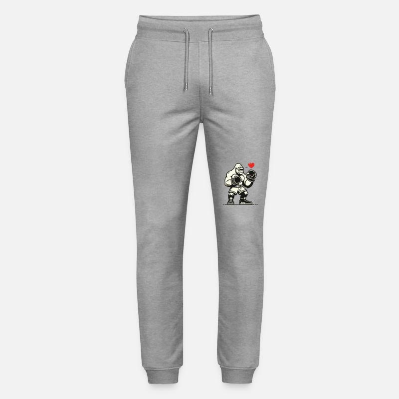 Boxer gorille avec cœur - Pantalon de jogging bio MOVER Stanley/Stella unisexe - gris chiné