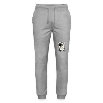 Little gorilla hiding behind a tree - Stanley/Stella Mover Unisex Organic Jogging Trousers - heather grey - Front - Marisol (170cm) & Nik (191cm)
