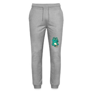 Bored frog: "I'm totally inspired" - Stanley/Stella Mover Unisex Organic Jogging Trousers - heather grey - Front - Marisol (170cm) & Nik (191cm)