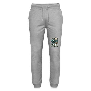 Motocross hero at Moto Trial and Terror Ride - Stanley/Stella Mover Unisex Organic Jogging Trousers - heather grey - Front - Marisol (170cm) & Nik (191cm)