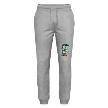Muscular fighter with braid and strong fist - Stanley/Stella Mover Unisex Organic Jogging Trousers - heather grey - Front - Marisol (170cm) & Nik (191cm)