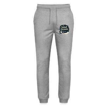 Teddybär Sweet Dreams Offizielles Schlafshirt - Stanley/Stella Unisex Bio Jogginghose Mover  - Grau meliert - Vorne - Marisol (170cm) & Nik (191cm)