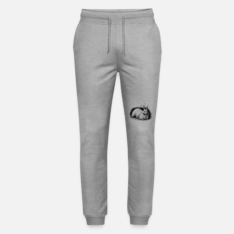 Lapin rétro avec coeurs noir - Pantalon de jogging bio MOVER Stanley/Stella unisexe - gris chiné