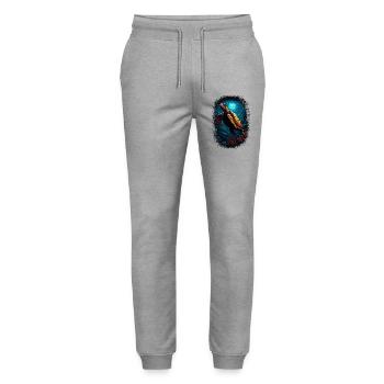 duck green tribal turtle turtle lover geek - Stanley/Stella Mover Unisex Organic Jogging Trousers - heather grey - Front - Marisol (170cm) & Nik (191cm)