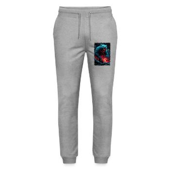 Drôles de dictons accro à la caféine comblent le fossé - Pantalon de jogging bio MOVER Stanley/Stella unisexe - gris chiné - Devant - Marisol (170cm) & Nik (191cm)