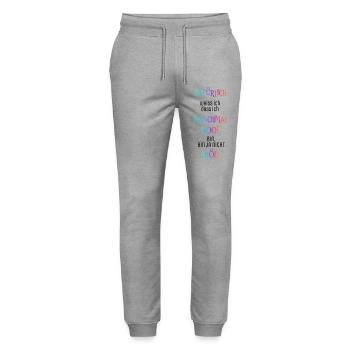 Natürlich weiß ich dass ich manchmal doof bin - Stanley/Stella Unisex Bio Jogginghose Mover  - Grau meliert - Vorne - Marisol (170cm) & Nik (191cm)