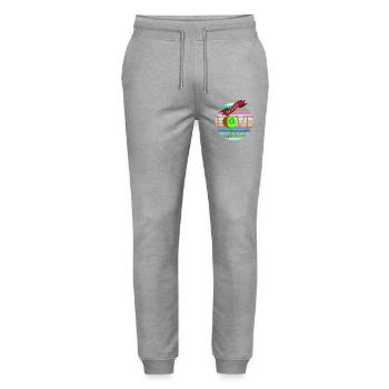 Liebe Freunde Familie Partner Glück Leben Gesund - Stanley/Stella Unisex Bio Jogginghose Mover  - Grau meliert - Vorne - Marisol (170cm) & Nik (191cm)