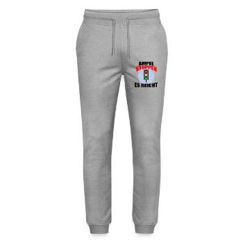 Ampel Regierung Scholz Baerbock Habeck Grüne SPD - Stanley/Stella Unisex Bio Jogginghose Mover  - Grau meliert - Vorne - Marisol (170cm) & Nik (191cm)