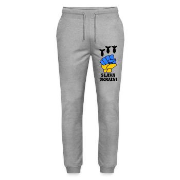 Slava ukraini - Stanley/Stella Mover Unisex Organic Jogging Trousers - heather grey - Front - Marisol (170cm) & Nik (191cm)