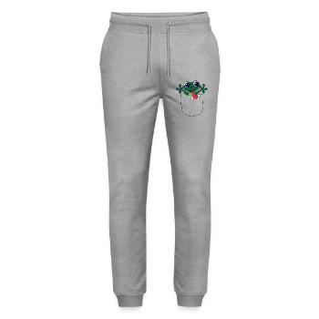 Frog in breast pocket - funny animal design - Stanley/Stella Mover Unisex Organic Jogging Trousers - heather grey - Front - Marisol (170cm) & Nik (191cm)