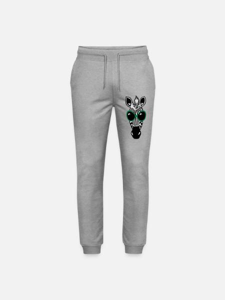 Zebra with sunglasses - Stanley/Stella Mover Unisex Organic Jogging Trousers - heather grey