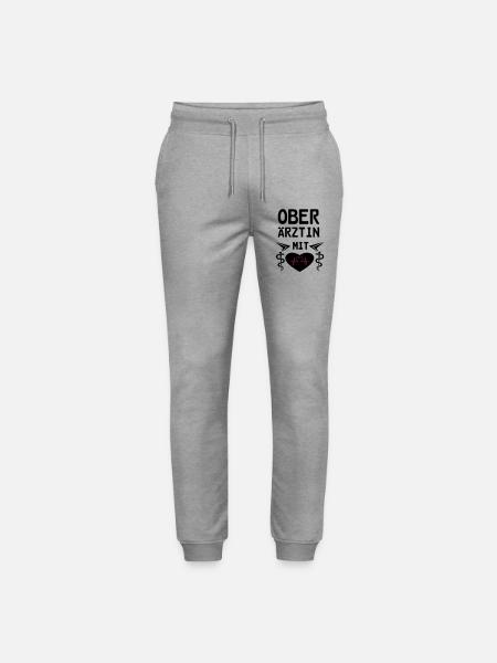 Oberärztin mit Herz Geschenk - Stanley/Stella Unisex Bio Jogginghose Mover  - Grau meliert