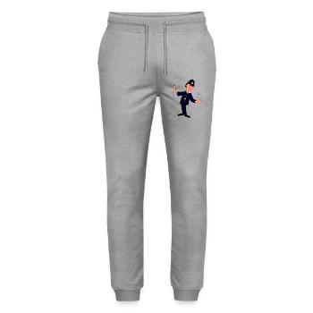 Dapper Police Parade Pose - Stanley/Stella Mover Unisex Organic Jogging Trousers - heather grey - Front - Marisol (170cm) & Nik (191cm)