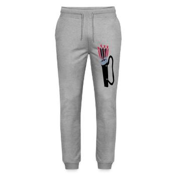 Archery quiver and arrows design by Patjila - Stanley/Stella Mover Unisex Organic Jogging Trousers - heather grey - Front - Marisol (170cm) & Nik (191cm)